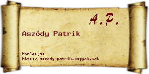 Aszódy Patrik névjegykártya