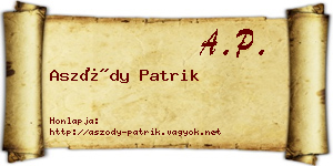 Aszódy Patrik névjegykártya