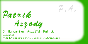 patrik aszody business card